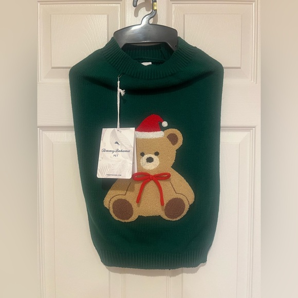 Tommy Bahama Other - Tommy Bahama Festive Green Pet Sweater with Christmas Teddy Bear